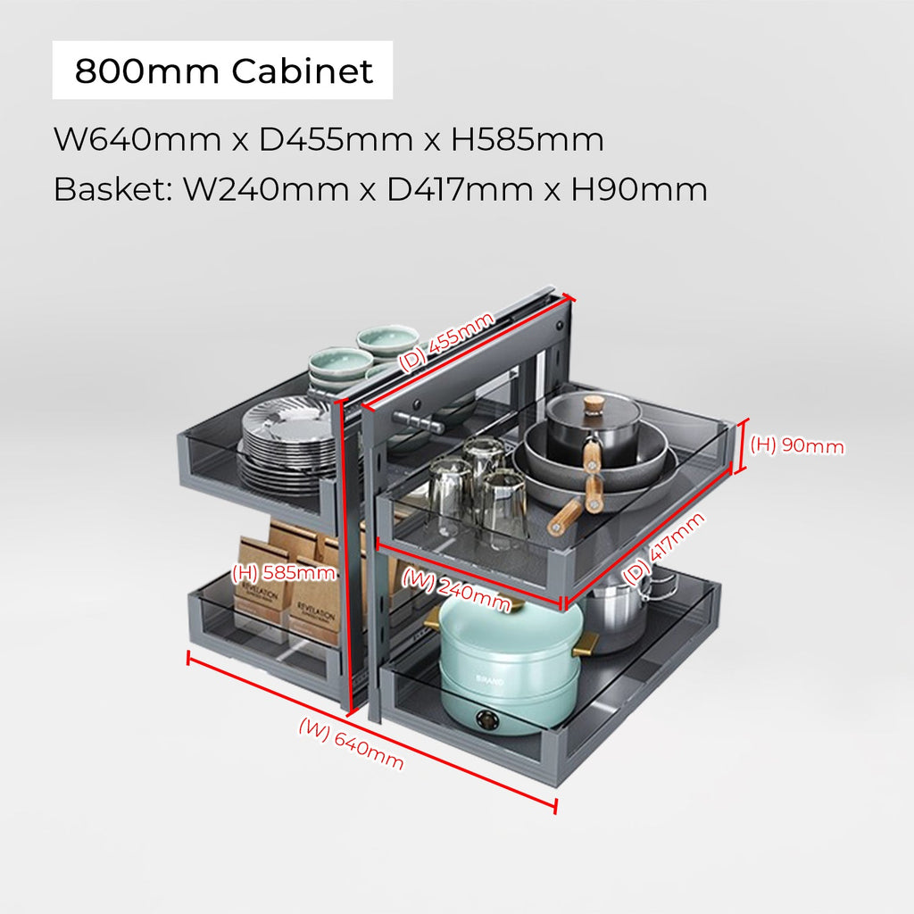 Kitchen Corner Double-Layer Pull-Out Basket【Pre-Order】 reroom-singapore
