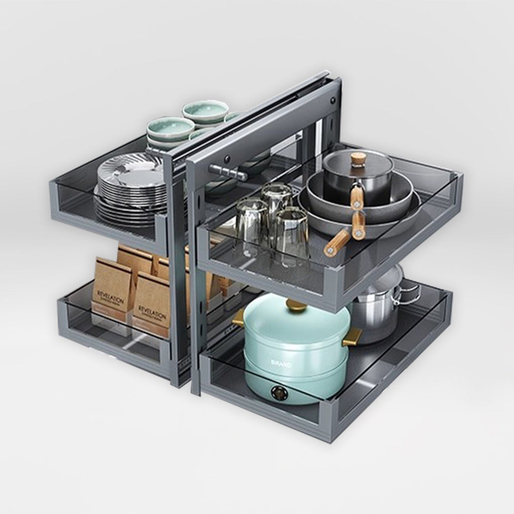 Kitchen Corner Double-Layer Pull-Out Basket【Pre-Order】 reroom-singapore